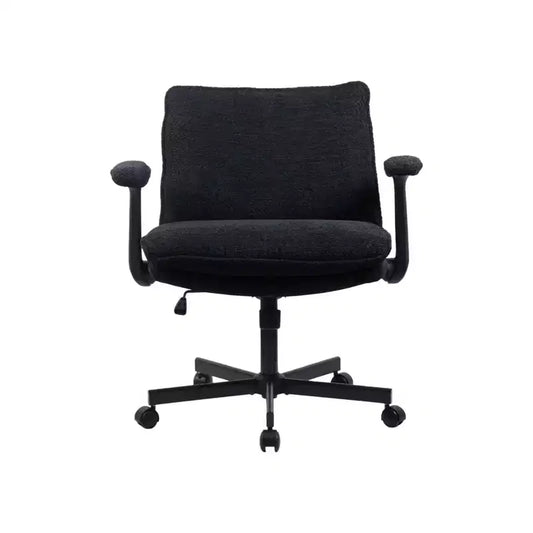 Criss-Cross Frame Desk Chair: Fold-Down Arms, Wide Upholstered Seat, Rolling Casters for Home Office & Vanity