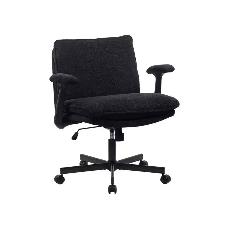 Fauteuil de bureau Criss-Cross Frame : Accoudoirs rabattables, siège large rembourré, roulettes pour le bureau à domicile et la coiffeuse