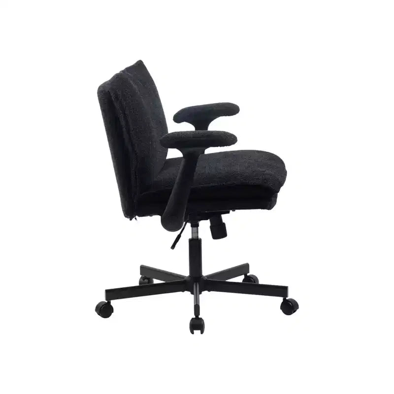 Fauteuil de bureau Criss-Cross Frame : Accoudoirs rabattables, siège large rembourré, roulettes pour le bureau à domicile et la coiffeuse