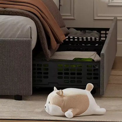 Cadre de lit plateforme King Size avec tête de lit réglable, 2 tiroirs de rangement, design rembourré doux, support à lattes en bois, pas besoin de sommier tapissier