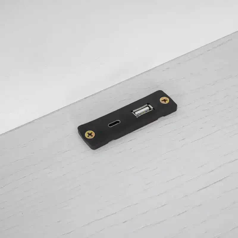 Lit plateforme pour enfants avec barrières et tiroirs, lit en bois de taille double avec LED, USB et tête de lit de rangement pour enfants