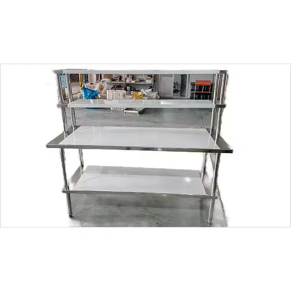 Table de travail de cuisine en acier inoxydable 60 * 24 avec étagère à 3 niveaux – Station de préparation robuste pour micro-ondes, ustensiles de cuisine et rangement d'accessoires de cuisine