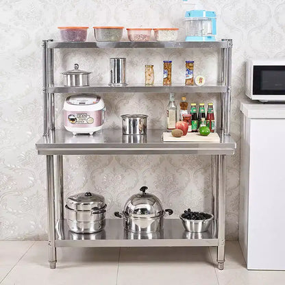 Table de travail de cuisine en acier inoxydable 60 * 24 avec étagère à 3 niveaux – Station de préparation robuste pour micro-ondes, ustensiles de cuisine et rangement d'accessoires de cuisine