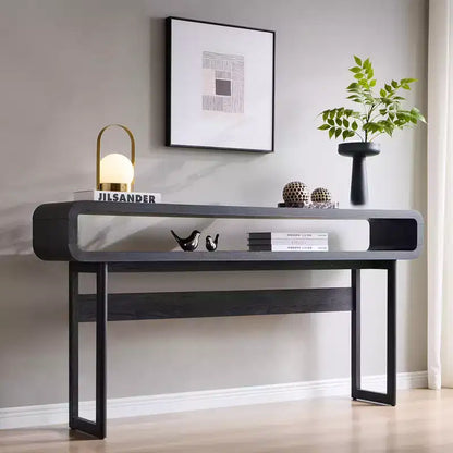 Console longue de 160 cm, Table d'entrée moderne en bois, Table de canapé étroite derrière le canapé pour le salon, le couloir, l'entrée