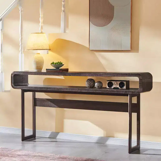 63 Inch Long Console Table, Modern Wood Entryway Table, Narrow Sofa Table Behind Couch for Living Room, Hallway, Foyer