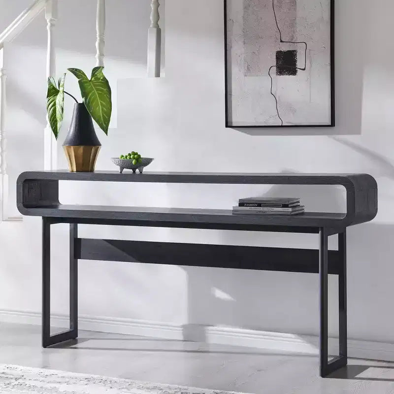 Console longue de 160 cm, Table d'entrée moderne en bois, Table de canapé étroite derrière le canapé pour le salon, le couloir, l'entrée