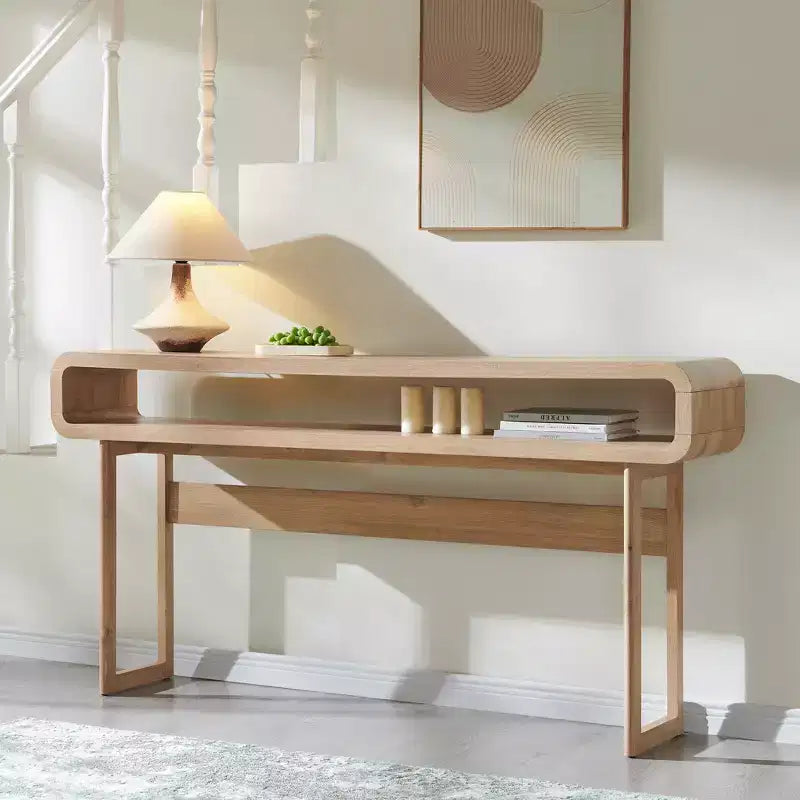 Console longue de 160 cm, Table d'entrée moderne en bois, Table de canapé étroite derrière le canapé pour le salon, le couloir, l'entrée