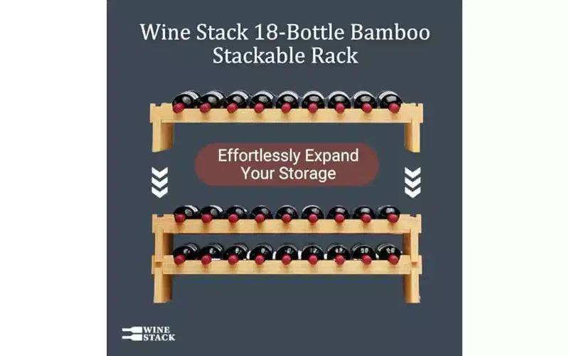 HOMLUX Casier à bouteilles en bambou, empilable, modulaire, pour 9/18/36/72 bouteilles, étagère de rangement et de présentation du vin en bois