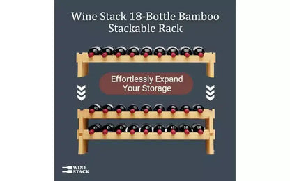 HOMLUX Casier à bouteilles en bambou, empilable, modulaire, pour 9/18/36/72 bouteilles, étagère de rangement et de présentation du vin en bois
