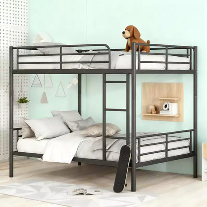 Luxystar Full over Full Bunk Bed, Metal Frame with Safety Guardrails, Split into Two Standalone Beds for Apartment