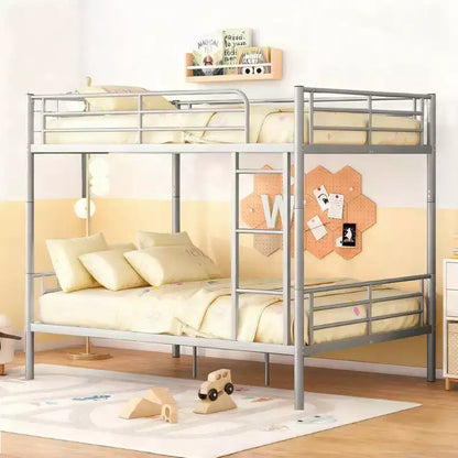 Lit superposé Luxystar complet sur complet, cadre métallique avec barrières de sécurité, divisible en deux lits séparés pour appartement