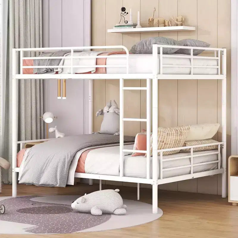 Lit superposé Luxystar complet sur complet, cadre métallique avec barrières de sécurité, divisible en deux lits séparés pour appartement