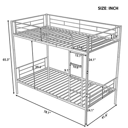 Lit superposé Luxystar jumeau sur jumeau, cadre métallique avec barrières de sécurité, séparable en deux lits individuels pour petite chambre