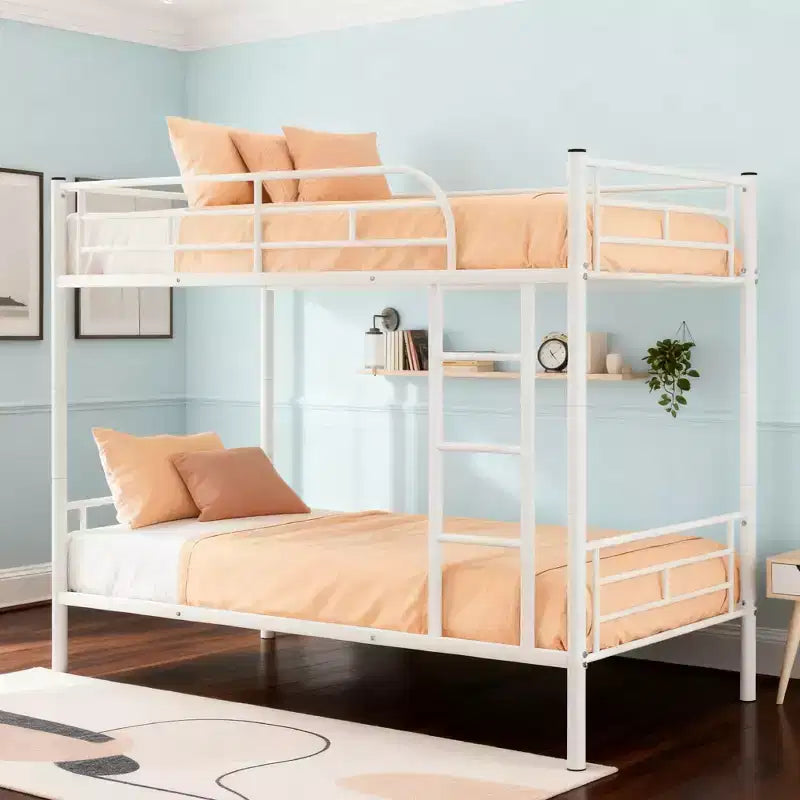 Lit superposé Luxystar jumeau sur jumeau, cadre métallique avec barrières de sécurité, séparable en deux lits individuels pour petite chambre