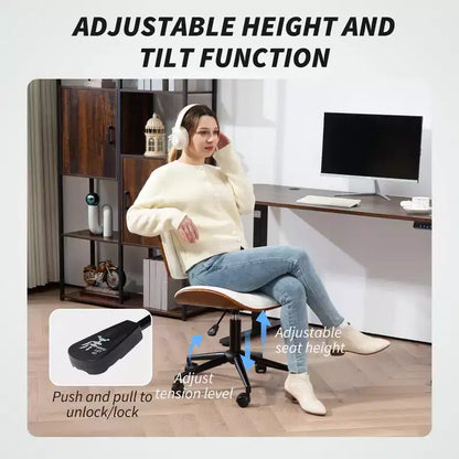 Chaise de Bureau sans Accoudoirs à Roulettes, Chaise de Bureau en Cuir PU avec Hauteur Réglable, Pivotante à 360° pour la Lecture