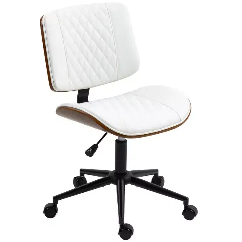 Chaise de Bureau sans Accoudoirs à Roulettes, Chaise de Bureau en Cuir PU avec Hauteur Réglable, Pivotante à 360° pour la Lecture