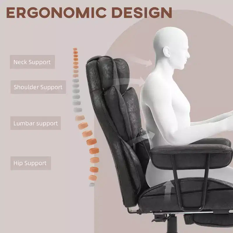 Chaise de bureau grande taille et robuste 180 kg avec fonction massage, repose-pieds, soutien lombaire et inclinaison