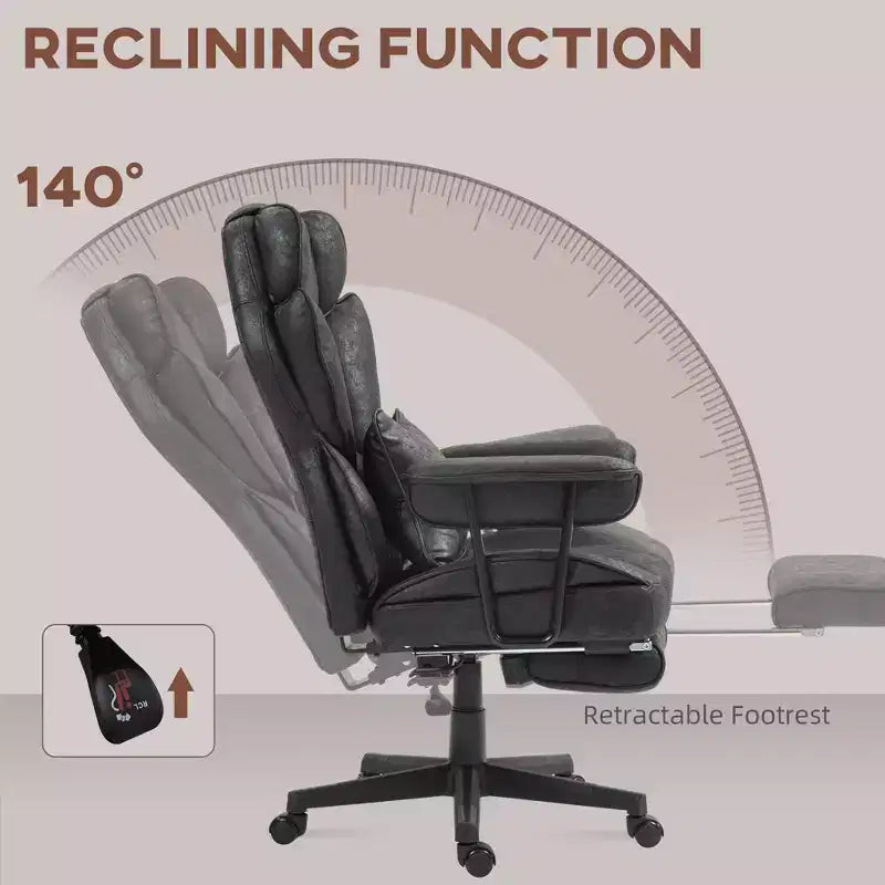 Chaise de bureau grande taille et robuste 180 kg avec fonction massage, repose-pieds, soutien lombaire et inclinaison