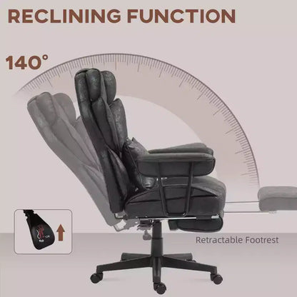 Chaise de bureau grande taille et robuste 180 kg avec fonction massage, repose-pieds, soutien lombaire et inclinaison