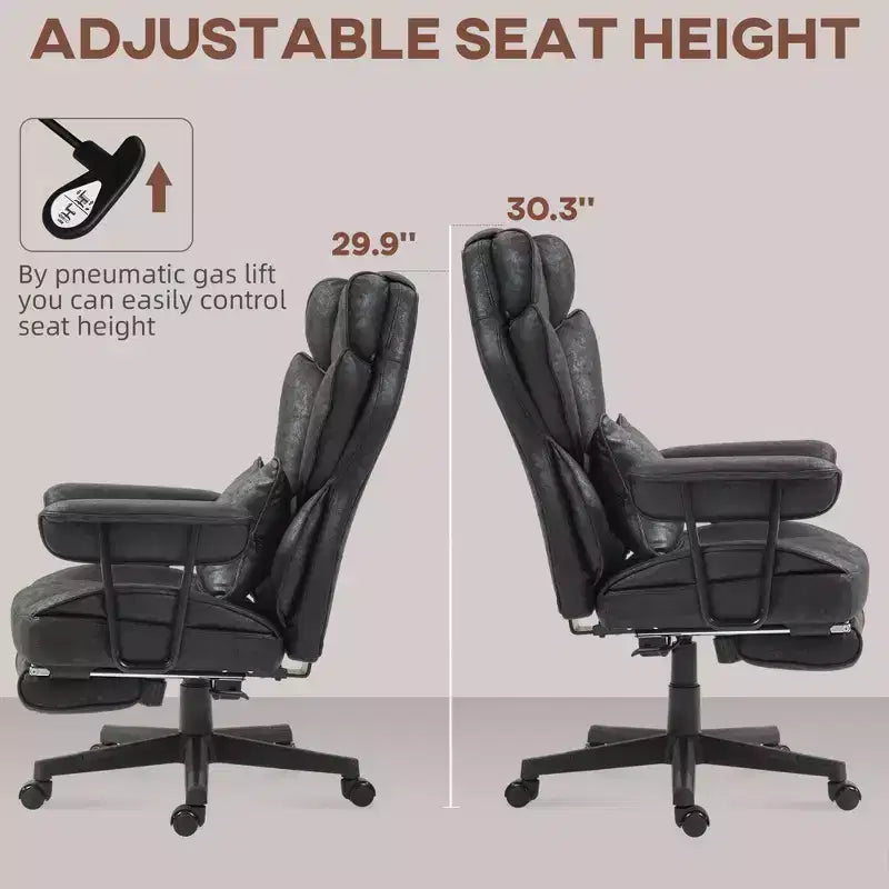 Chaise de bureau grande taille et robuste 180 kg avec fonction massage, repose-pieds, soutien lombaire et inclinaison