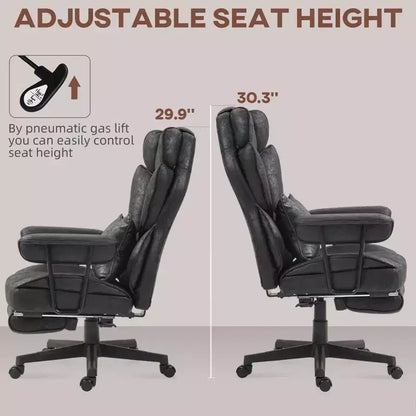 Chaise de bureau grande taille et robuste 180 kg avec fonction massage, repose-pieds, soutien lombaire et inclinaison