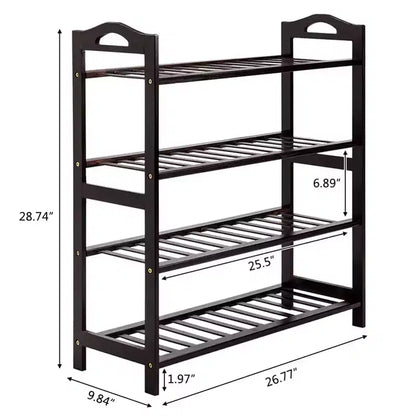 Étagère multifonction à 4 niveaux pour chaussures, serviettes, livres, petits appareils ménagers en bambou