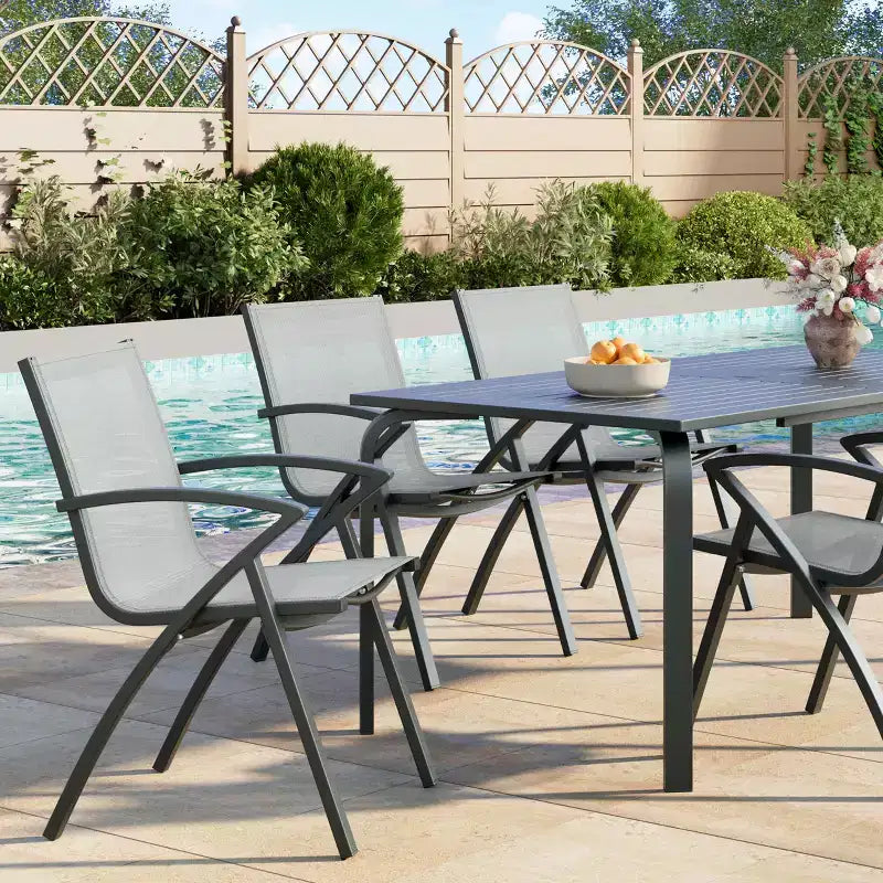 Chaises de salle à manger extérieures en aluminium Soutien ergonomique pour terrasse, pour arrière-cour