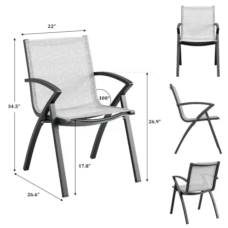 Chaises de salle à manger extérieures en aluminium Soutien ergonomique pour terrasse, pour arrière-cour