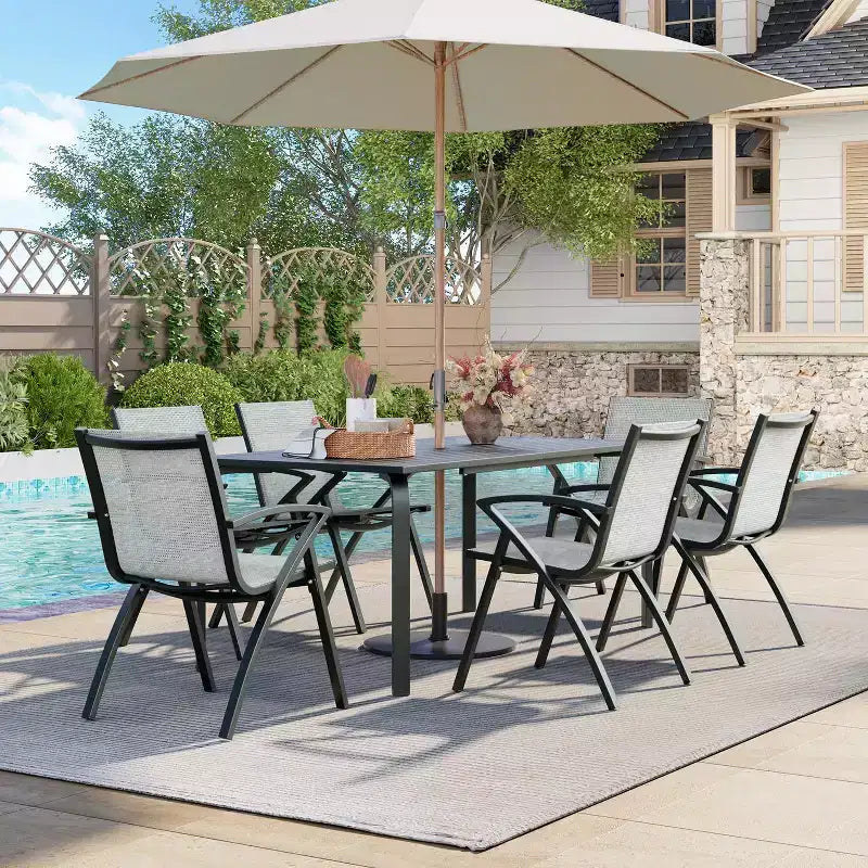 Chaises de salle à manger extérieures en aluminium Soutien ergonomique pour terrasse, pour arrière-cour