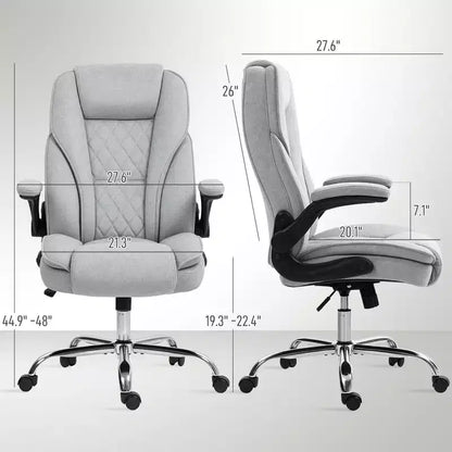 Chaise de bureau ergonomique, Chaise de bureau avec accoudoirs relevables, Chaise d'ordinateur en tissu diamant pour bureau à domicile
