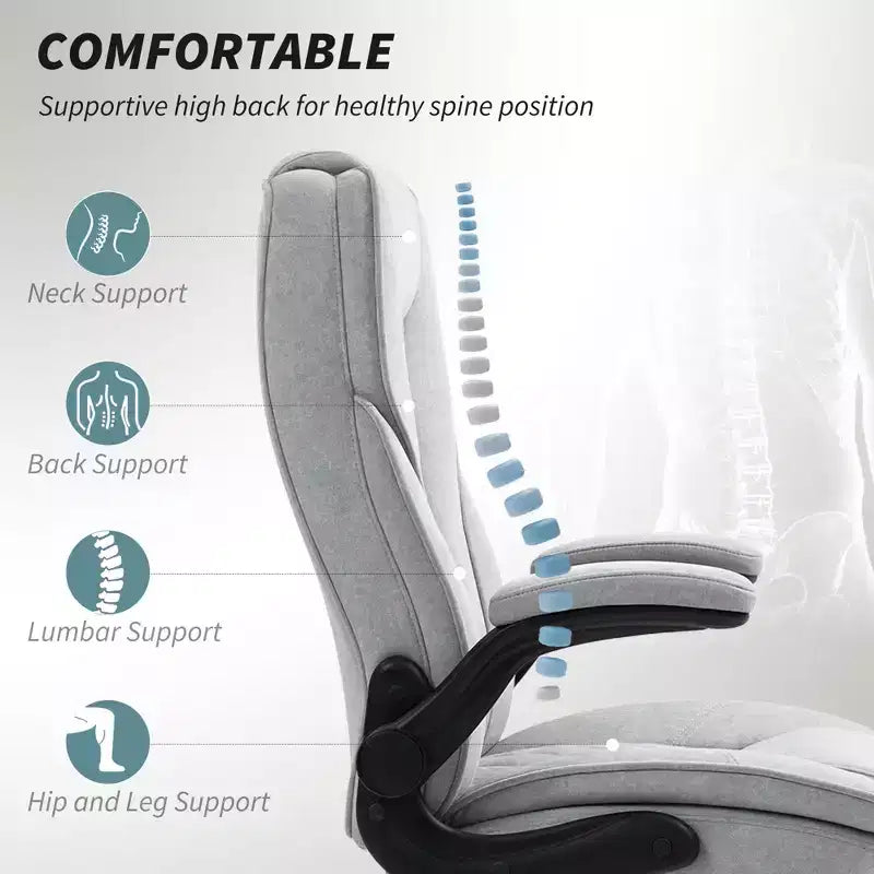 Chaise de bureau ergonomique, Chaise de bureau avec accoudoirs relevables, Chaise d'ordinateur en tissu diamant pour bureau à domicile