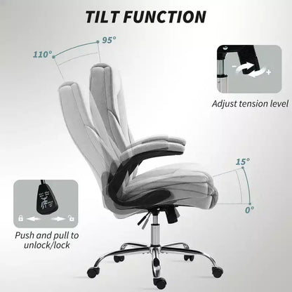 Chaise de bureau ergonomique, Chaise de bureau avec accoudoirs relevables, Chaise d'ordinateur en tissu diamant pour bureau à domicile