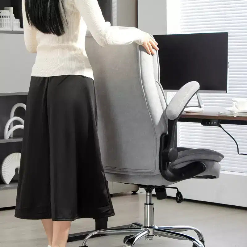 Chaise de bureau ergonomique, Chaise de bureau avec accoudoirs relevables, Chaise d'ordinateur en tissu diamant pour bureau à domicile
