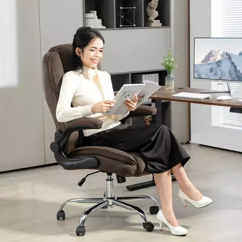 Chaise de bureau ergonomique, Chaise de bureau avec accoudoirs relevables, Chaise d'ordinateur en tissu diamant pour bureau à domicile