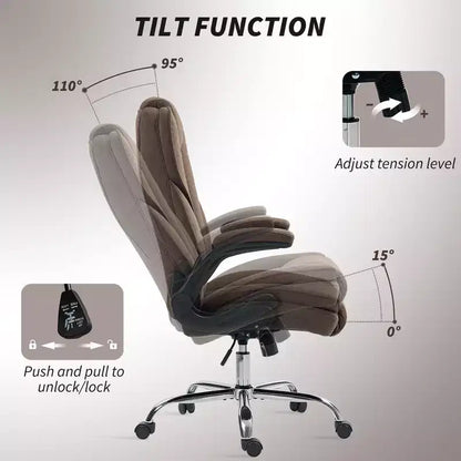 Chaise de bureau ergonomique, Chaise de bureau avec accoudoirs relevables, Chaise d'ordinateur en tissu diamant pour bureau à domicile