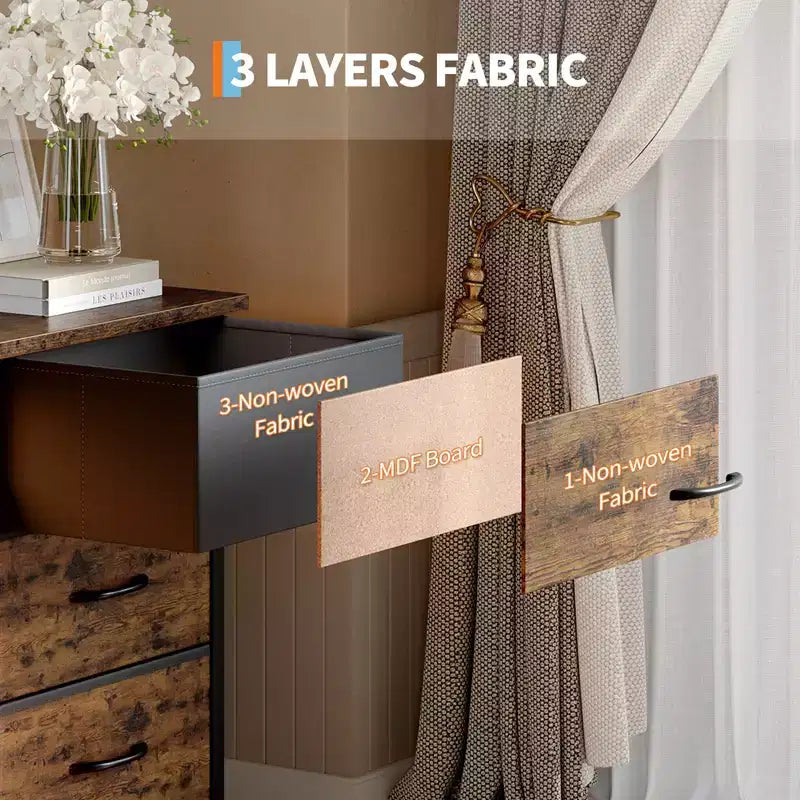 Meuble de rangement 63 tiroirs avec 10 tiroirs en tissu, commode longue avec lumière LED et station de charge, grande armoire de rangement pour chambre à coucher, placard