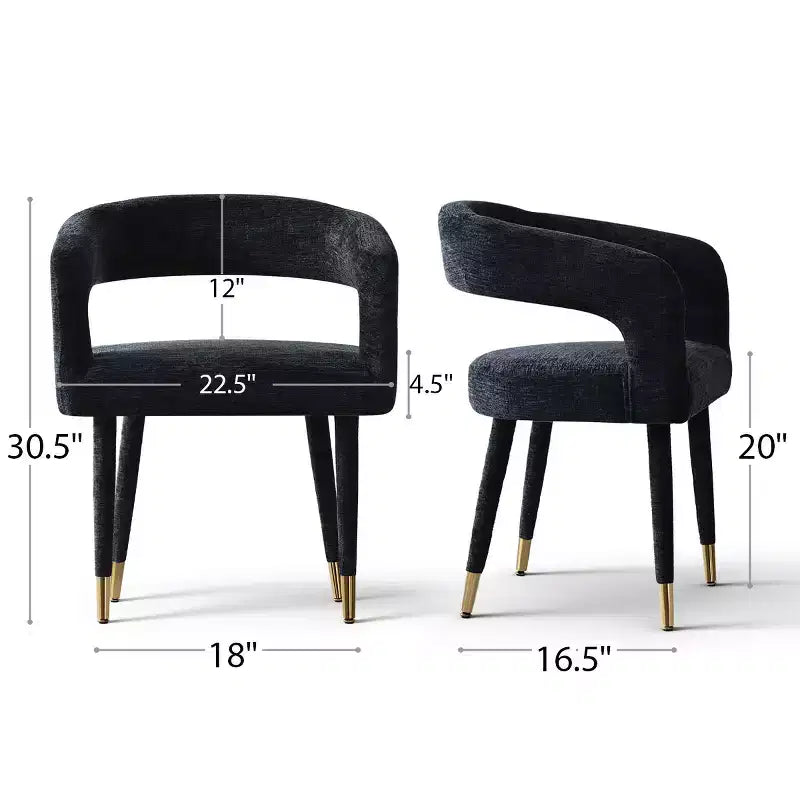 Lot de 2 chaises de salle à manger modernes rembourrées avec dossier incurvé, accoudoirs, pieds en métal, élégantes chaises de cuisine ou de salle à manger - Panipeachy