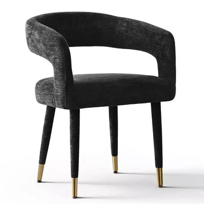 Lot de 2 chaises de salle à manger modernes rembourrées avec dossier incurvé, accoudoirs, pieds en métal, élégantes chaises de cuisine ou de salle à manger - Panipeachy