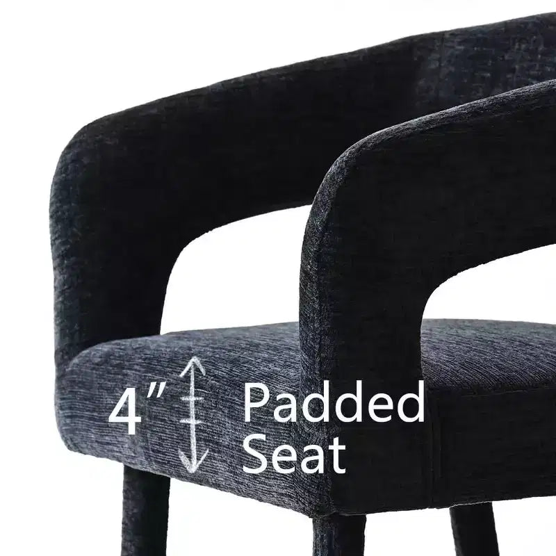 Lot de 2 chaises de salle à manger modernes rembourrées avec dossier incurvé, accoudoirs, pieds en métal, élégantes chaises de cuisine ou de salle à manger - Panipeachy