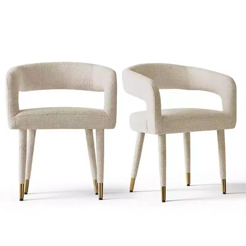 Lot de 2 chaises de salle à manger modernes rembourrées avec dossier incurvé, accoudoirs, pieds en métal, élégantes chaises de cuisine ou de salle à manger - Panipeachy