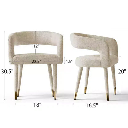 Lot de 2 chaises de salle à manger modernes rembourrées avec dossier incurvé, accoudoirs, pieds en métal, élégantes chaises de cuisine ou de salle à manger - Panipeachy