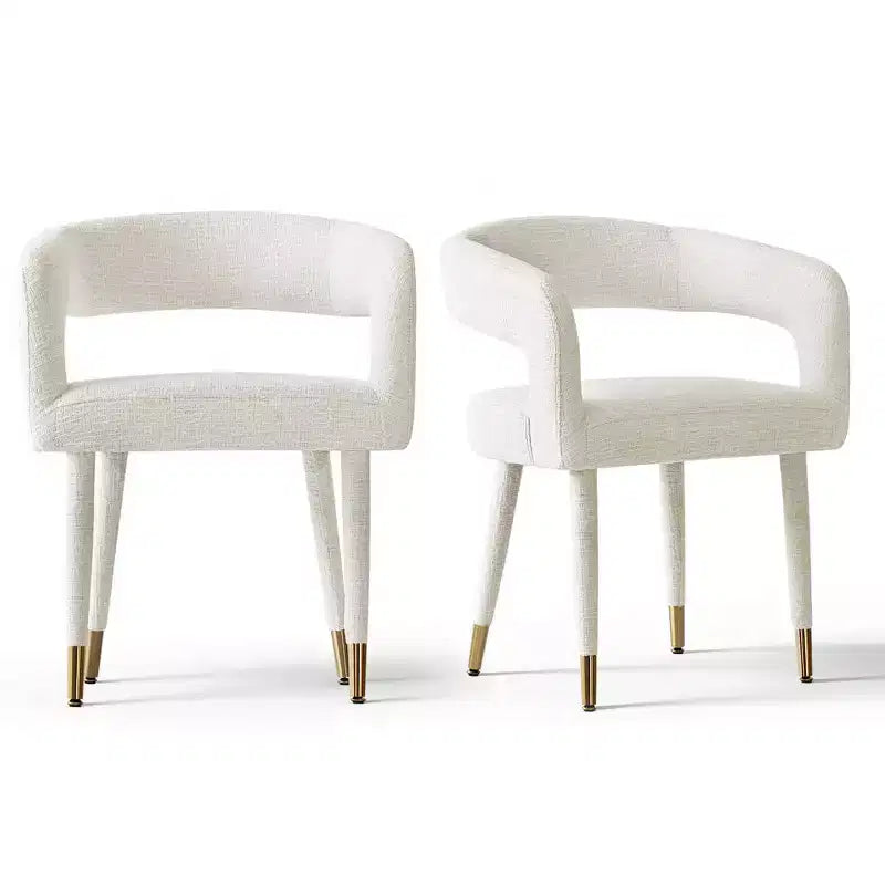 Lot de 2 chaises de salle à manger modernes rembourrées avec dossier incurvé, accoudoirs, pieds en métal, élégantes chaises de cuisine ou de salle à manger - Panipeachy