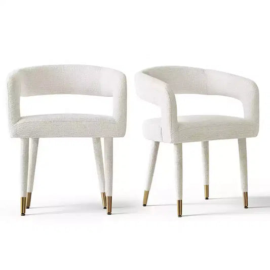 Lot de 2 chaises de salle à manger modernes rembourrées avec dossier incurvé, accoudoirs, pieds en métal, élégantes chaises de cuisine ou de salle à manger - Panipeachy