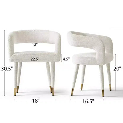 Lot de 2 chaises de salle à manger modernes rembourrées avec dossier incurvé, accoudoirs, pieds en métal, élégantes chaises de cuisine ou de salle à manger - Panipeachy