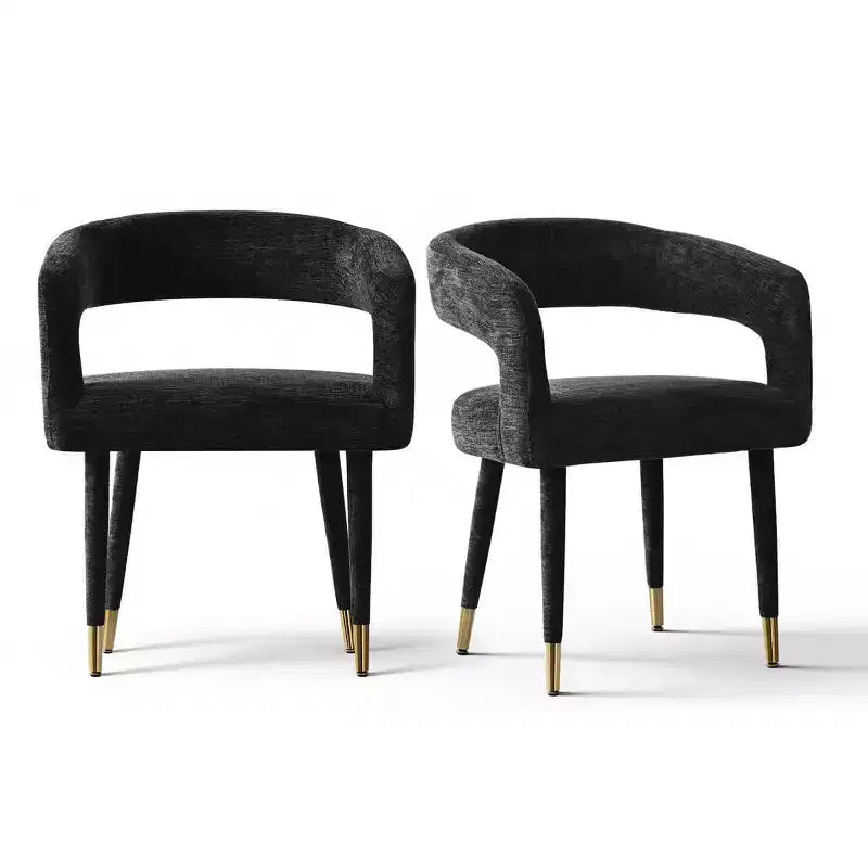 Lot de 2 chaises de salle à manger modernes rembourrées avec dossier incurvé, accoudoirs, pieds en métal, élégantes chaises de cuisine ou de salle à manger - Panipeachy