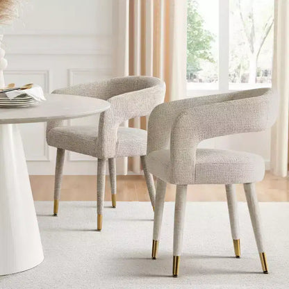 Lot de 2 chaises de salle à manger modernes rembourrées avec dossier incurvé, accoudoirs, pieds en métal, élégantes chaises de cuisine ou de salle à manger - Panipeachy