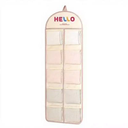 Organisateur mural de rangement Alilang avec poches en filet multiples et motif "HELLO"