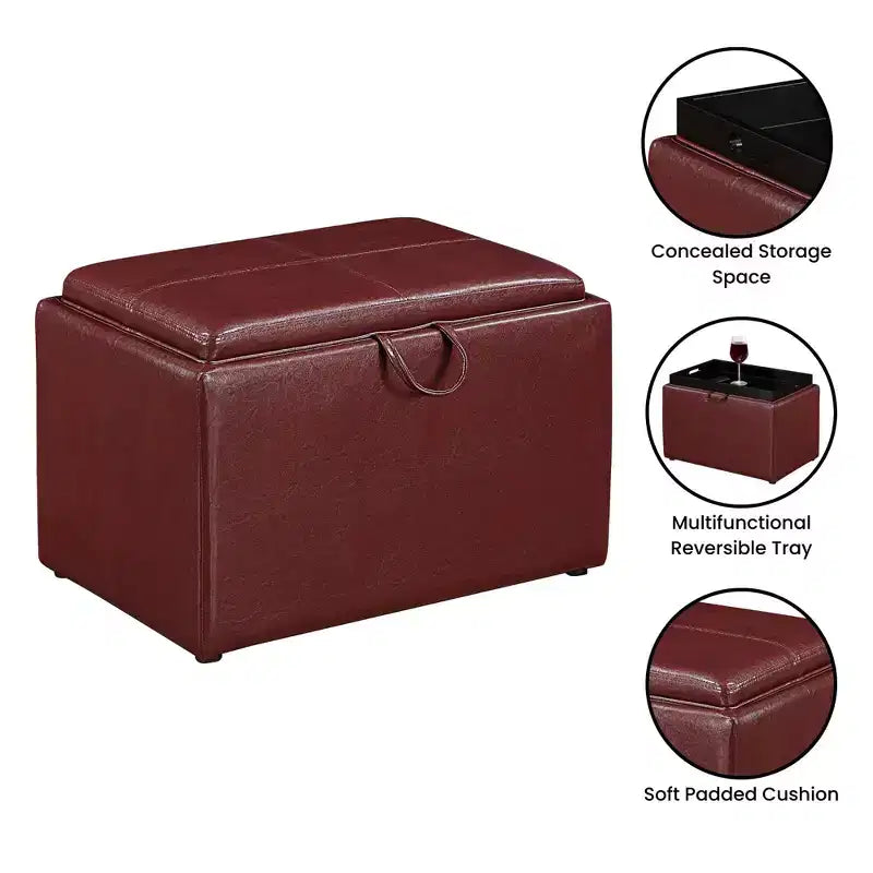 Pouf de rangement d'appoint Comfort HomeStock avec plateau réversible