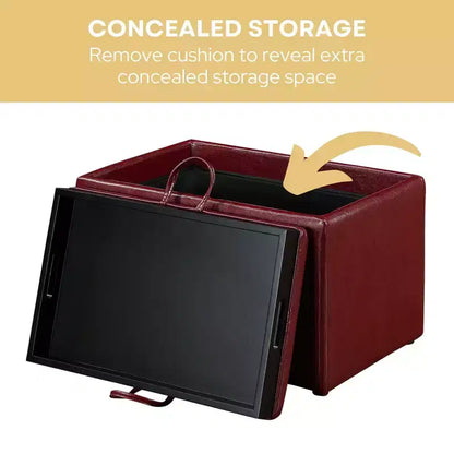 Pouf de rangement d'appoint Comfort HomeStock avec plateau réversible
