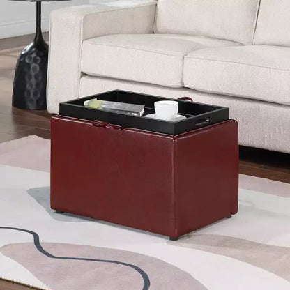 Pouf de rangement d'appoint Comfort HomeStock avec plateau réversible